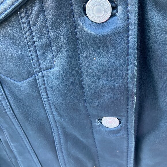 Levi's iconic supple leather trucker jacket in navy, size XS - Picture 6 of 9